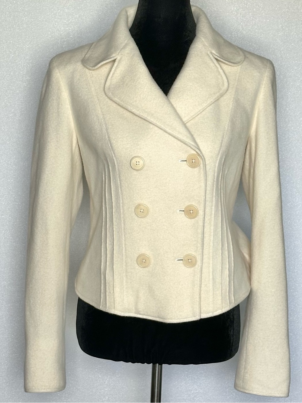 Ralph Lauren Wool Double-Breasted Crop Pea Coat Sz 6